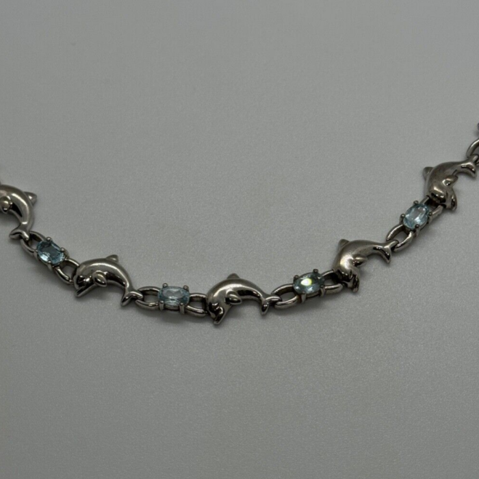 925 Sterling Silver Topaz Dolphin Bracelet