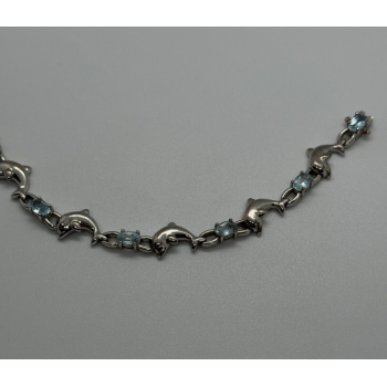 925 STERLING SILVER  TOPAZ DOLPHIN BRACELET
