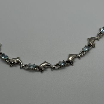 925 Sterling Silver Topaz Dolphin Bracelet
