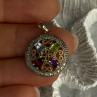 925 Sterling Silver Gold Plated Topaz Peridot Garnet Amethyst Pendant