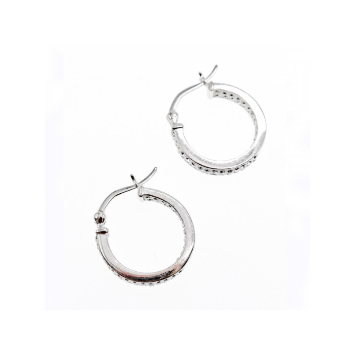 925 Sterling Silver CZ Hoop Earrings
