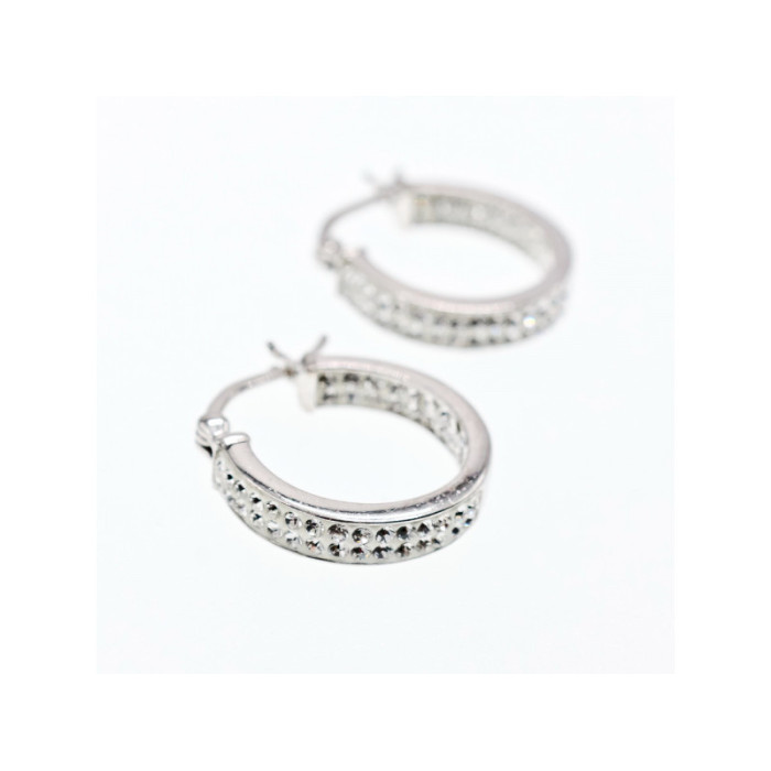 925 Sterling Silver CZ Hoop Earrings