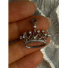 925 Sterling Silver Crown Diamonds Pendant Length 1 Inch