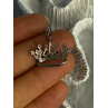 925 Sterling Silver Crown Diamonds Pendant Length 1 Inch