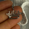 925 Sterling Silver Crown Diamonds Pendant Length 1 Inch