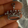 925 Sterling Silver Crown Diamonds Pendant Length 1 Inch