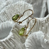 10K YELLOW GOLD PERIDOT & DIAMOND EARRINGS LENGHT 0.7 Inch