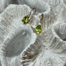 10K YELLOW GOLD PERIDOT & DIAMOND EARRINGS LENGHT 0.7 Inch