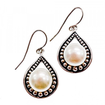 Vintage 925 Sterling Silver Pearls Earrings