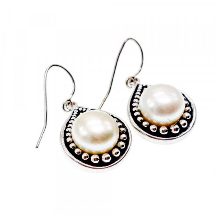 Vintage 925 Sterling Silver Pearls Earrings