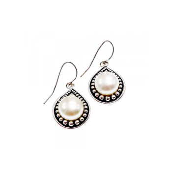Vintage 925 Sterling Silver Pearls Earrings