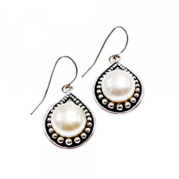 Vintage 925 Sterling Silver Pearls Earrings