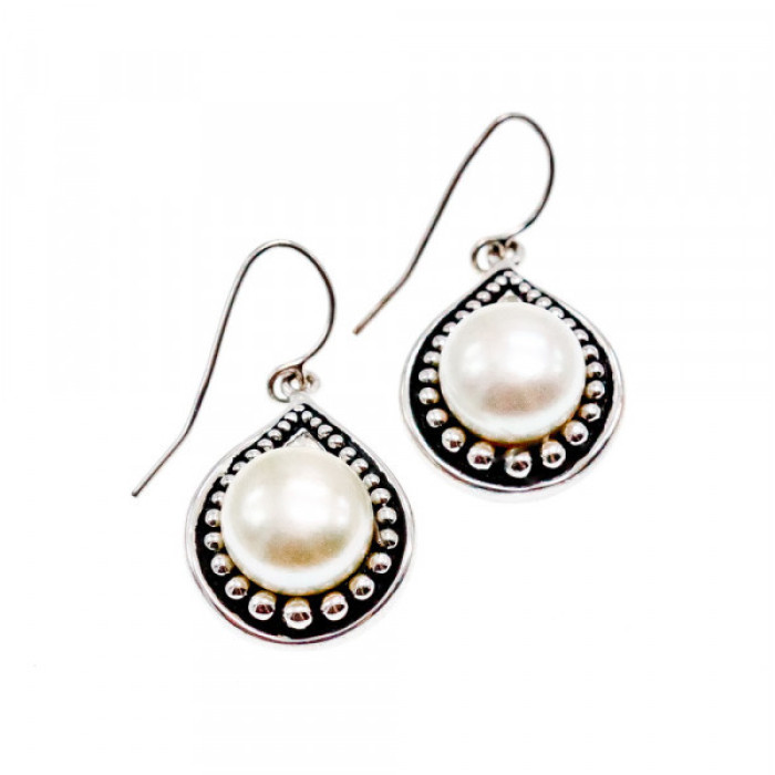 Vintage 925 Sterling Silver Pearls Earrings