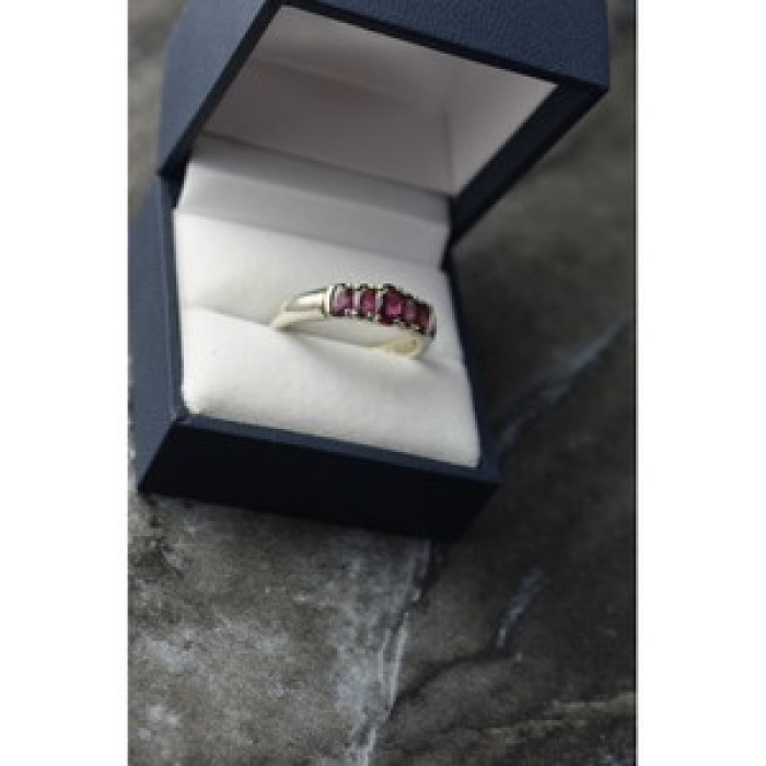 925 Sterling Silver Rubellite Ring Size 10