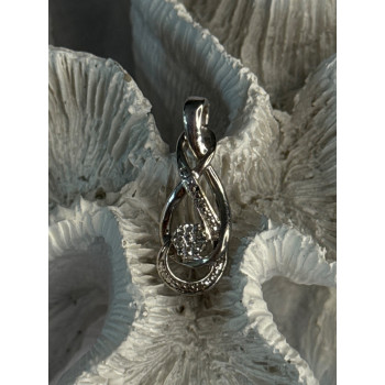 Elegant 925 Sterling Silver Diamonds Pendant Length 1.10 Inch