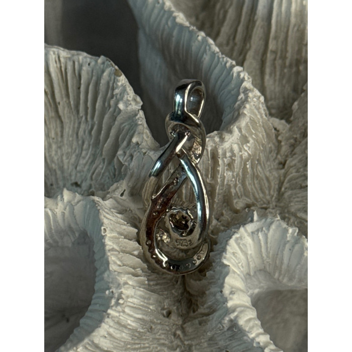 Elegant 925 Sterling Silver Diamonds Pendant Length 1.10 Inch