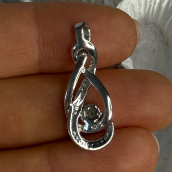 Elegant 925 Sterling Silver Diamonds Pendant Length 1.10 Inch