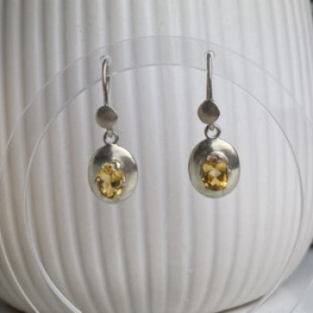 925 Sterling Silver Yellow Tourmaline Earrings