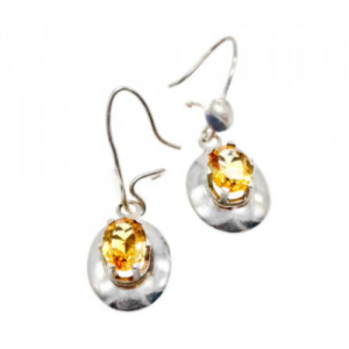 925 Sterling Silver Yellow Tourmaline Earrings