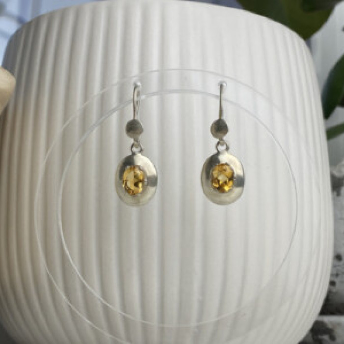 925 Sterling Silver Yellow Tourmaline Earrings