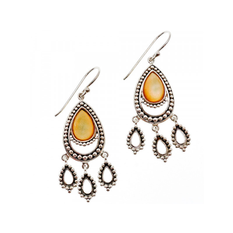 Vintage 925 Sterling Silver Agate Earrings