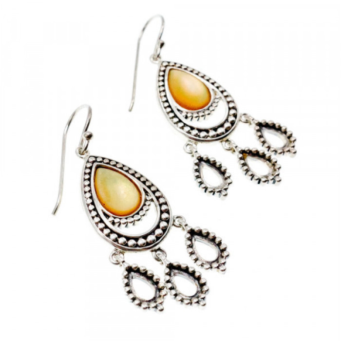 Vintage 925 Sterling Silver Agate Earrings