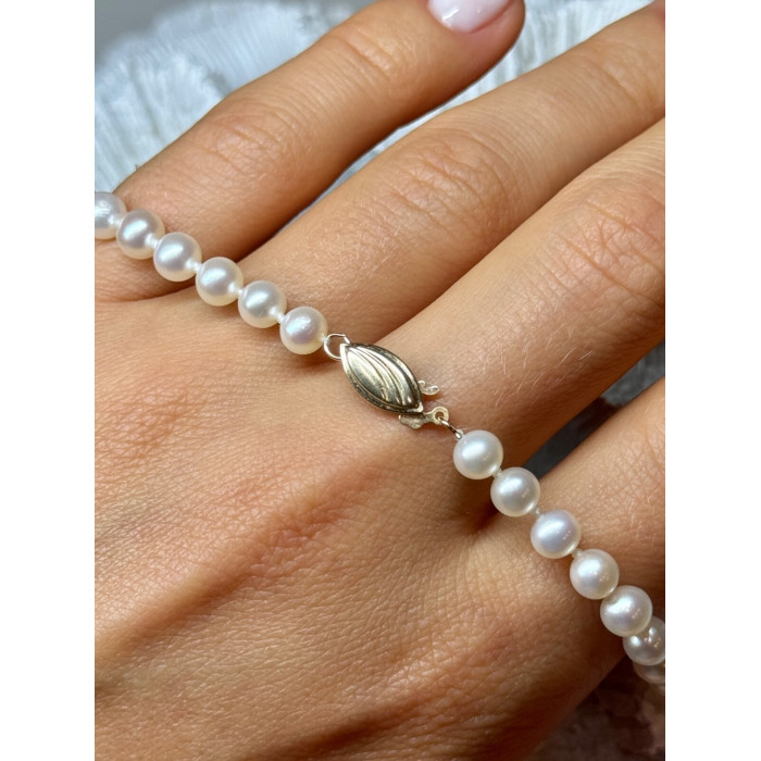 14K YELLOW GOLD CLAPS FRESH WATER PEARL NECKLACE 18 Inch