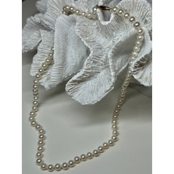 14K YELLOW GOLD CLAPS FRESH WATER PEARL NECKLACE 18 Inch