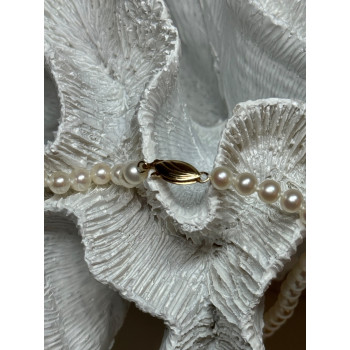 14K YELLOW GOLD CLAPS FRESH WATER PEARL NECKLACE 18 Inch