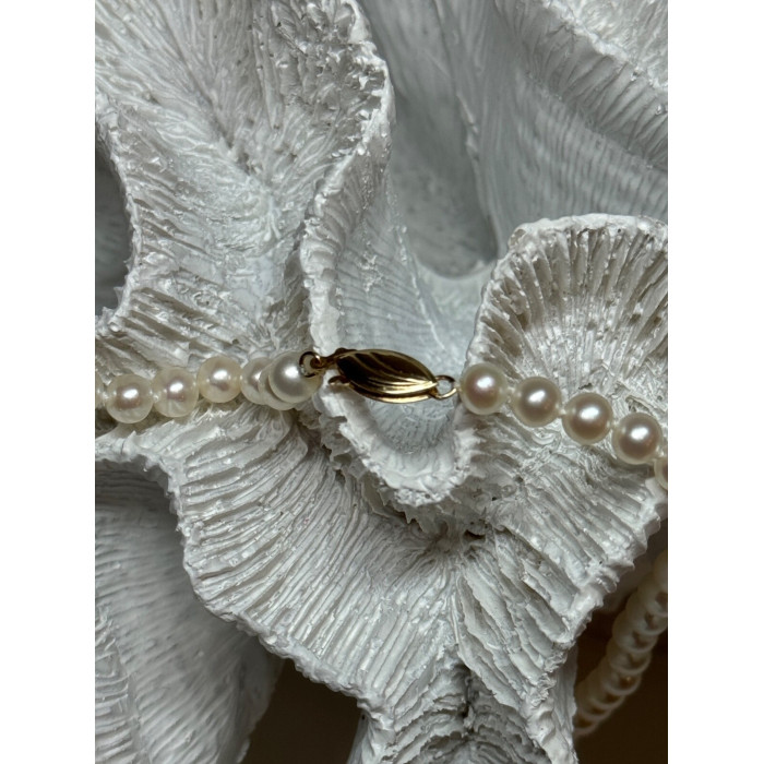 14K YELLOW GOLD CLAPS FRESH WATER PEARL NECKLACE 18 Inch