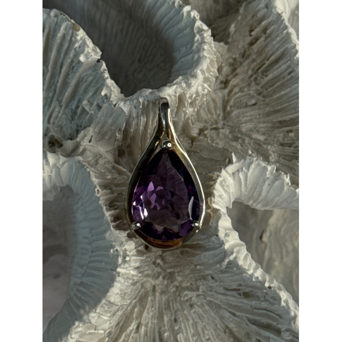 Classy 925 Sterling Silver Amethyst Pendant Length 0.90 Inch