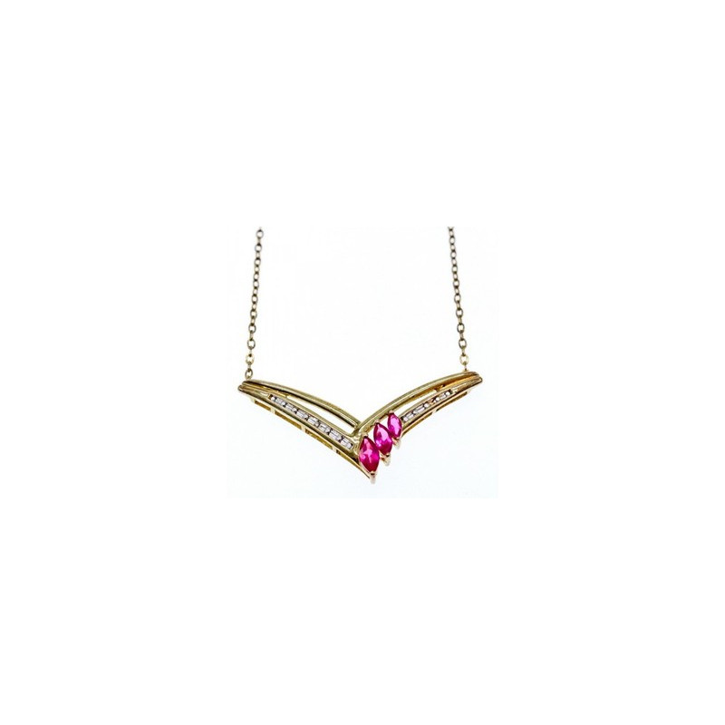 925 Sterling Silver Gold Plated Pink Topaz & Diamonds Necklace