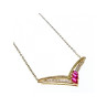925 Sterling Silver Gold Plated Pink Topaz & Diamonds Necklace
