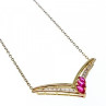 925 Sterling Silver Gold Plated Pink Topaz & Diamonds Necklace