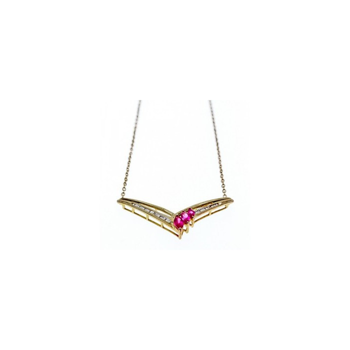 925 Sterling Silver Gold Plated Pink Topaz & Diamonds Necklace