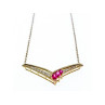 925 Sterling Silver Gold Plated Pink Topaz & Diamonds Necklace