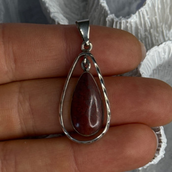 Vintage 925 Sterling Silver Carnelian Pendant Length 1.60 Inch