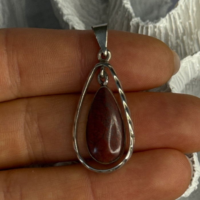 Vintage 925 Sterling Silver Carnelian Pendant Length 1.60 Inch