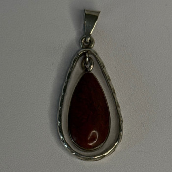 Vintage 925 Sterling Silver Carnelian Pendant Length 1.60 Inch
