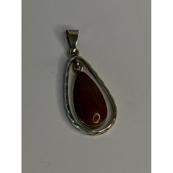 Vintage 925 Sterling Silver Carnelian Pendant Length 1.60 Inch