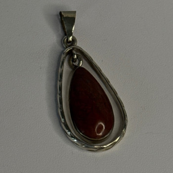 Vintage 925 Sterling Silver Carnelian Pendant Length 1.60 Inch