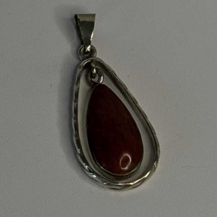 Vintage 925 Sterling Silver Carnelian Pendant Length 1.60 Inch
