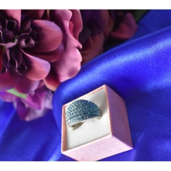925 Sterling Silver Blue & White CZ Ring Size 6.5