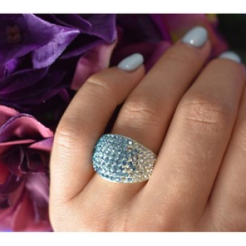 925 Sterling Silver Blue & White CZ Ring Size 6.5