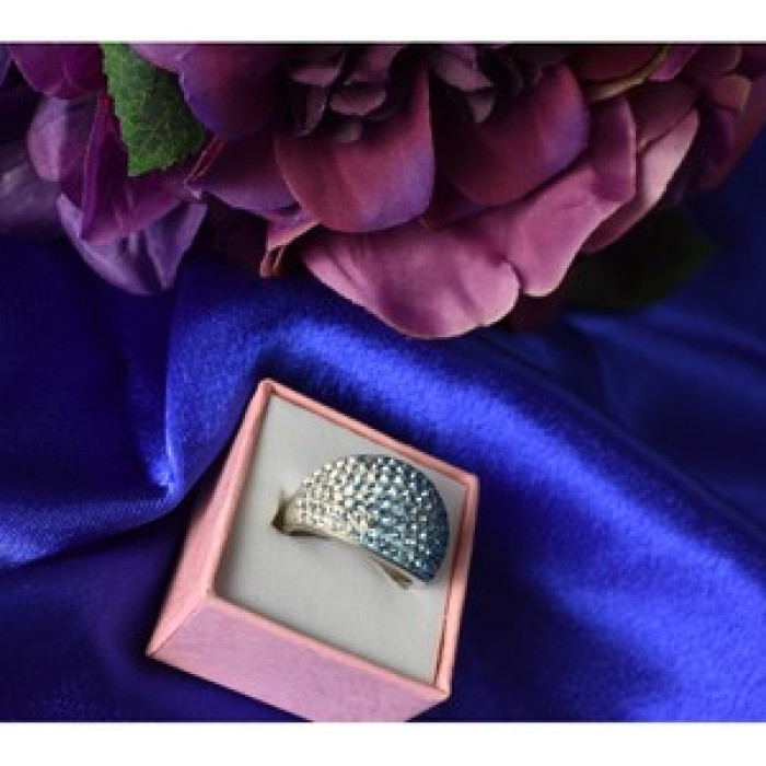 925 Sterling Silver Blue & White CZ Ring Size 6.5