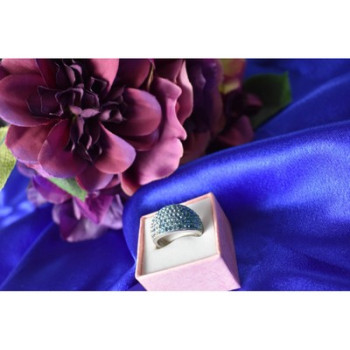 925 Sterling Silver Blue & White CZ Ring Size 6.5