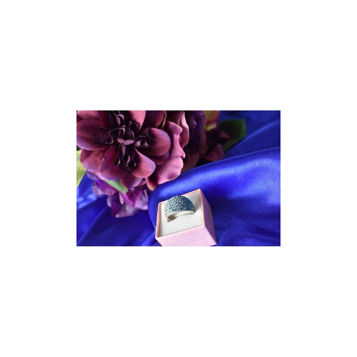 925 Sterling Silver Blue & White CZ Ring Size 6.5