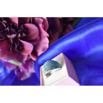 925 Sterling Silver Blue & White CZ Ring Size 6.5