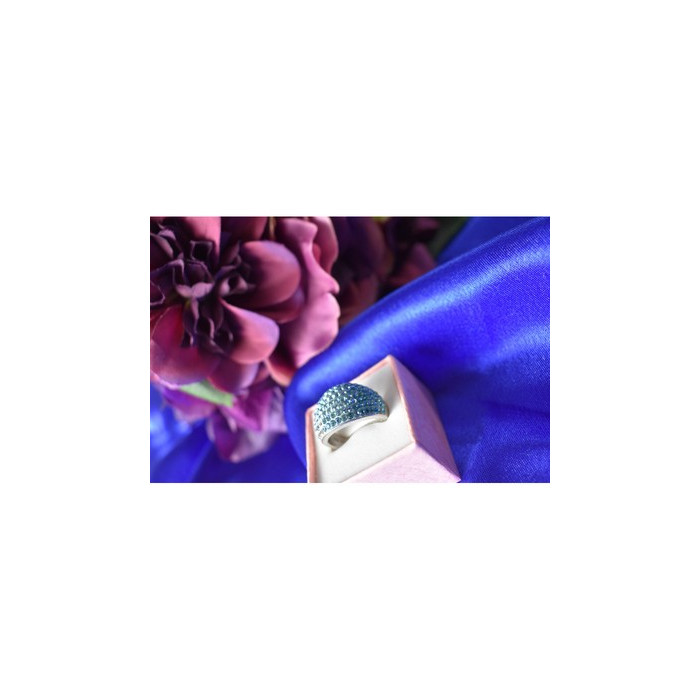 925 Sterling Silver Blue & White CZ Ring Size 6.5