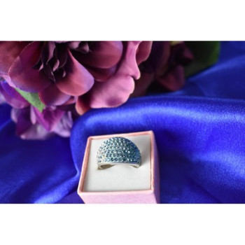 925 Sterling Silver Blue & White CZ Ring Size 6.5
